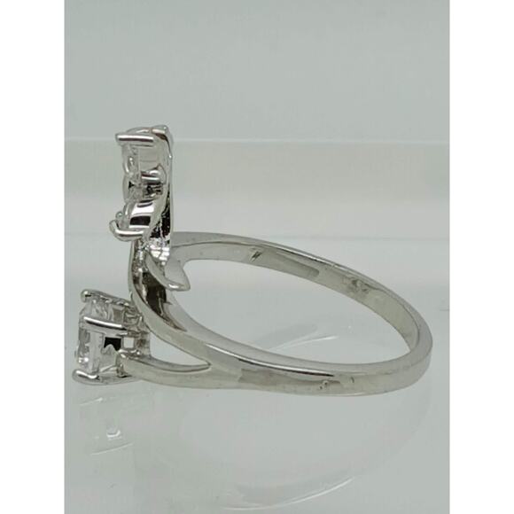 Vintage White Gold GP Round Marquise Cut Sim Diamond CZ Butterfly Ring Size 7.5 - Picture 9 of 10